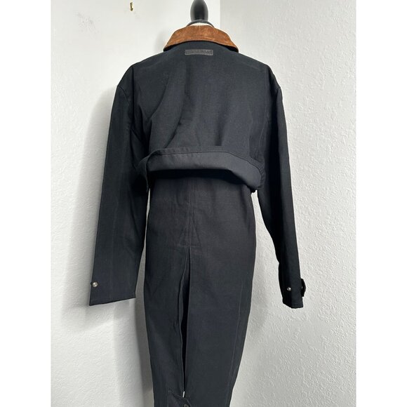 Lauren Ralph Lauren Black Full-Length Canvas Duster W/Brown Suede Collar Size S - Picture 8 of 11